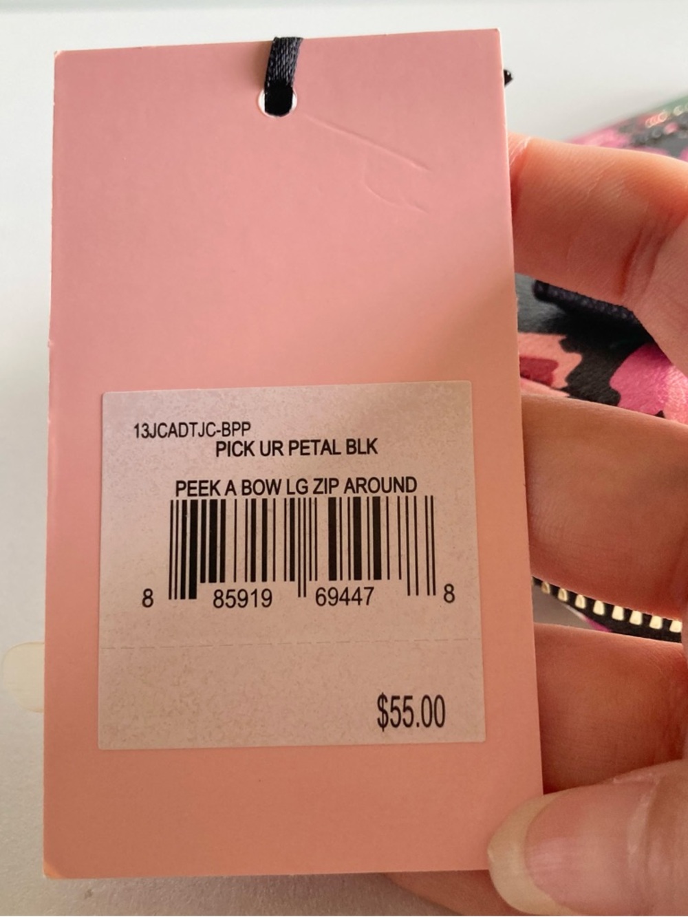 Juicy Couture Black Bow Zip Wallet with Pink & Green floral Accents - Picture 4 of 10